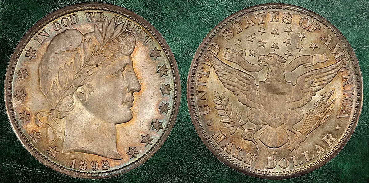 Side-by-side comparison of standard 1892-O mintmark versus the Micro O mintmark, showing the dramatic size difference caused by the quarter-dollar punch error